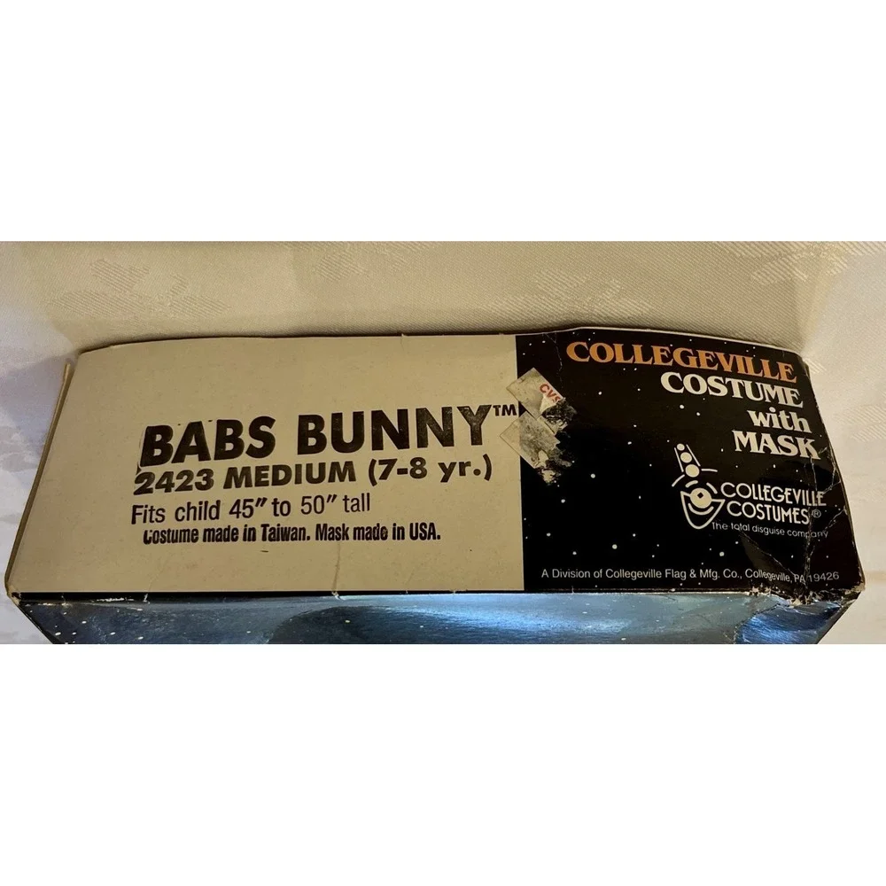 Collegeville Babs Bunny Tiny Toons Adventure Halloween Costume Original Box 1990